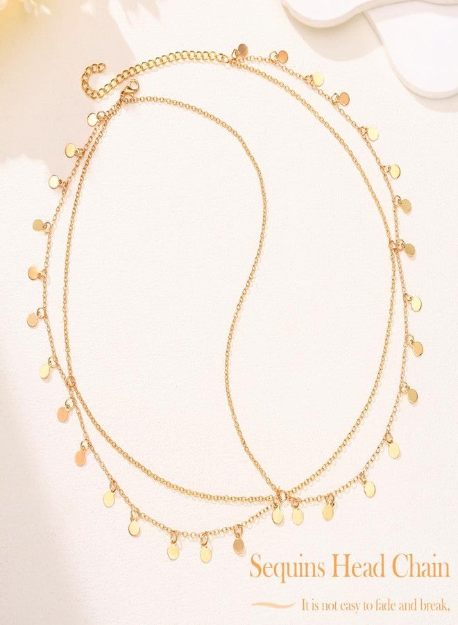 CLOACE Boho Sequin Head Chain Gold Headpiece Hair Chains Festival Costume Headband Hair Accessories for Women - Image 2
