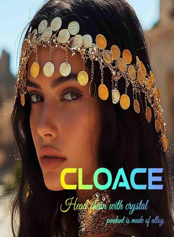 CLOACE Boho Sequin Head Chain Gold Headpiece Hair Chains Festival Costume Headband Hair Accessories for Women - Image 3