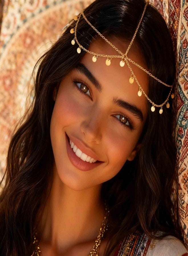 CLOACE Boho Sequin Head Chain Gold Headpiece Hair Chains Festival Costume Headband Hair Accessories for Women - Image 4