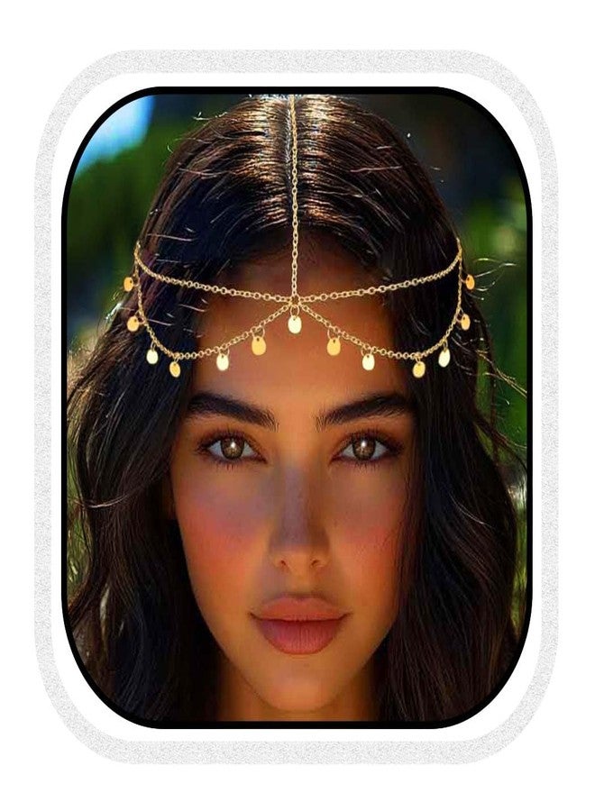 CLOACE Boho Sequin Head Chain Gold Headpiece Hair Chains Festival Costume Headband Hair Accessories for Women - Image 1