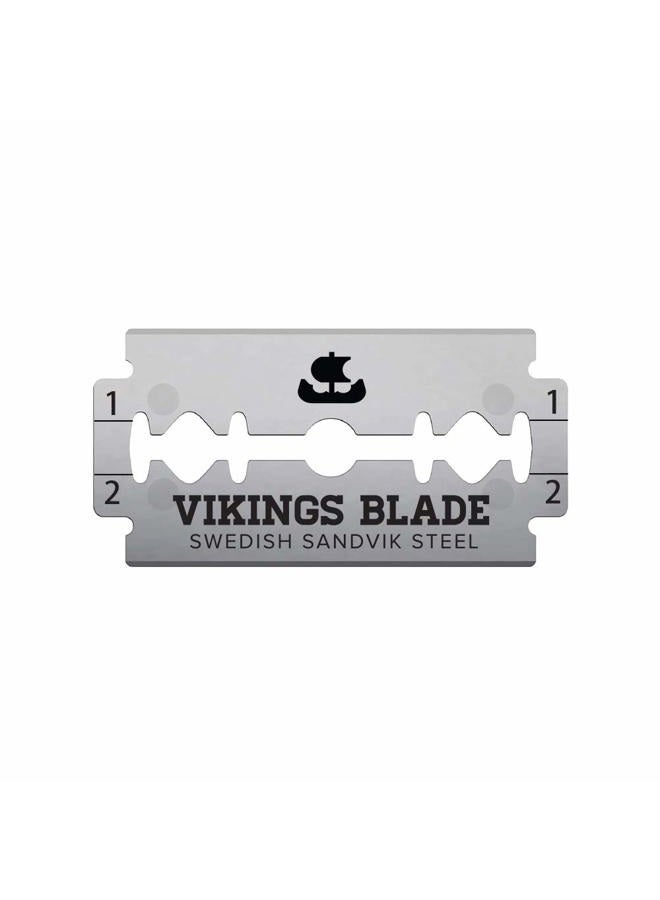 Vikings Blade شفرة حلاقة فايكنغز بليد مزدوجة الحافة، 50 شفرة، فولاذ سويدي + مطلية بالبلاتين، شفرات حلاقة بديلة وإعادة تعبئة (شبه عدوانية وآمنة) - Image 2