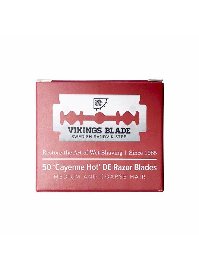 Vikings Blade شفرة حلاقة فايكنغز بليد مزدوجة الحافة، 50 شفرة، فولاذ سويدي + مطلية بالبلاتين، شفرات حلاقة بديلة وإعادة تعبئة (شبه عدوانية وآمنة) - Image 3