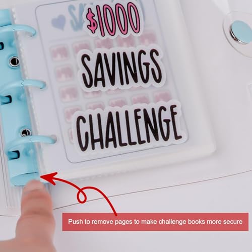 DVHOK Money Saving Binder, $1000 Money Saving Challenge Binder, Reusable Budget Book with Cash Envelopes Blue - Image 4