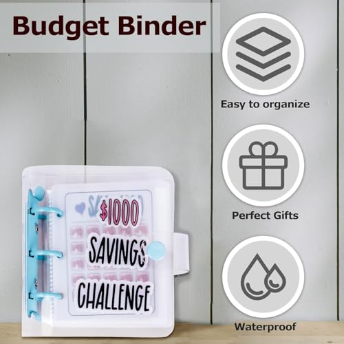 DVHOK Money Saving Binder, $1000 Money Saving Challenge Binder, Reusable Budget Book with Cash Envelopes Blue - Image 5