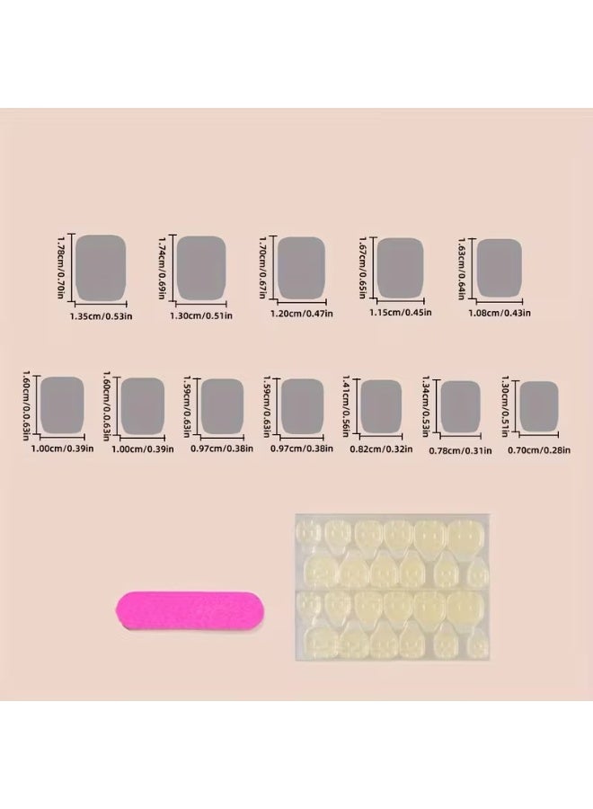 Goolsky 24pcs/set Short Square Broken Crackle False Nails Wine Red Glass Sense Nail Piece Stripe With Design Finished Wearing Nail For Women Girls, 1pc Nail File And 1sheet Adhesive Tabs Included - Image 3