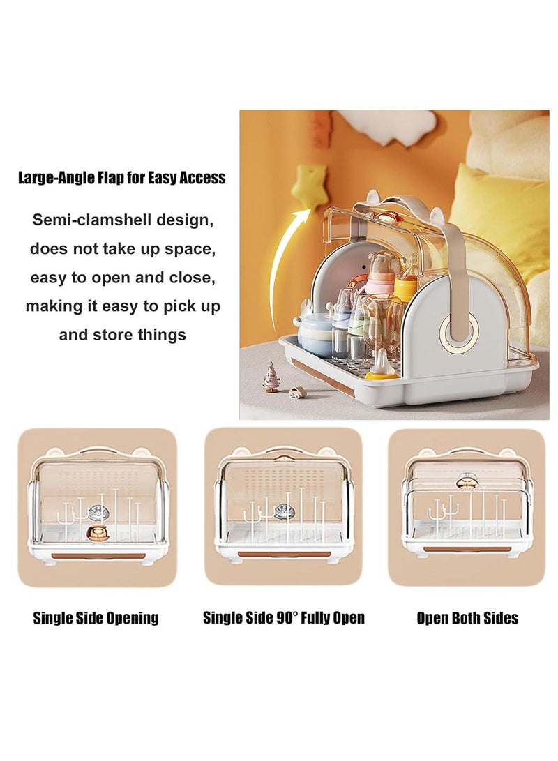 Meetion Baby Bottle Drying Rack with Cover, Portable Bottle Drying Rack Container with Drainer for Home, Kitchen (Blue) - Image 5