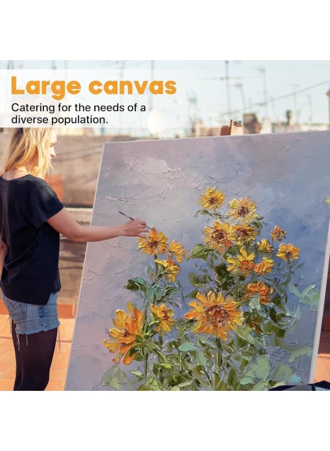 ARS® Blank Canvas White 100% Cotton Artist Board for Painting, Large Canvas Panel for Acrylic Pouring & Oil Paint, Durable MDF Frame, Professional Art Surface Pack of 2, Size Available - Image 3