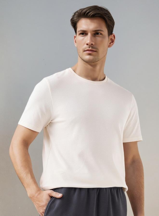Iconic Popcorn Textured T-shirt with Crew Neck - Image 1
