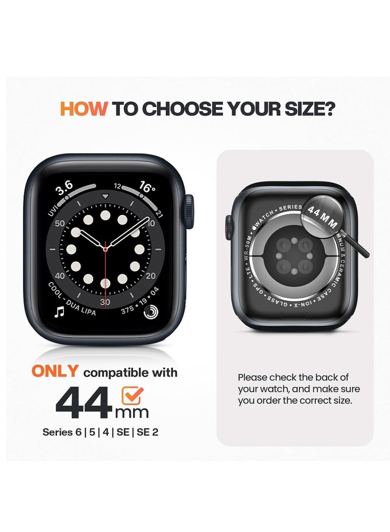 DUSALA Waterproof Case for Apple Watch 44mm SE 2nd Gen Series 6 5 4 with Tempered Glass Screen Protector iWatch Full Protective Hard PC Bumper Case Face Cover for Men Women 44 mm Blue - Image 2