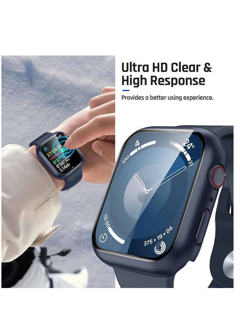 DUSALA Waterproof Case for Apple Watch 44mm SE 2nd Gen Series 6 5 4 with Tempered Glass Screen Protector iWatch Full Protective Hard PC Bumper Case Face Cover for Men Women 44 mm Blue - Image 4