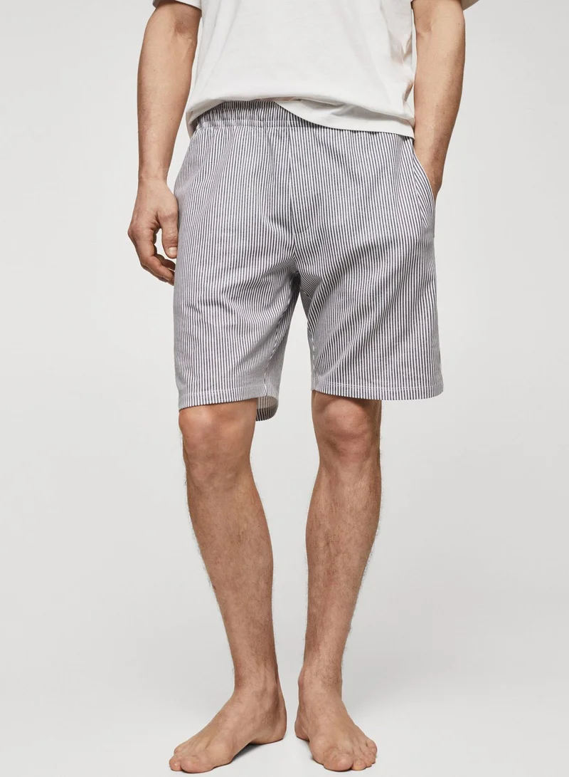 Mango Man Essential Crew Neck T-Shirt & Striped Shorts