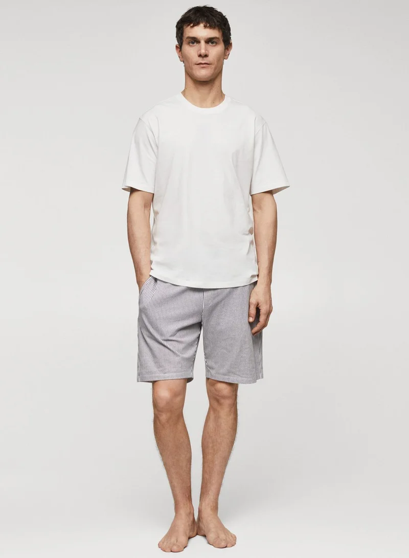 Mango Man Essential Crew Neck T-Shirt & Striped Shorts