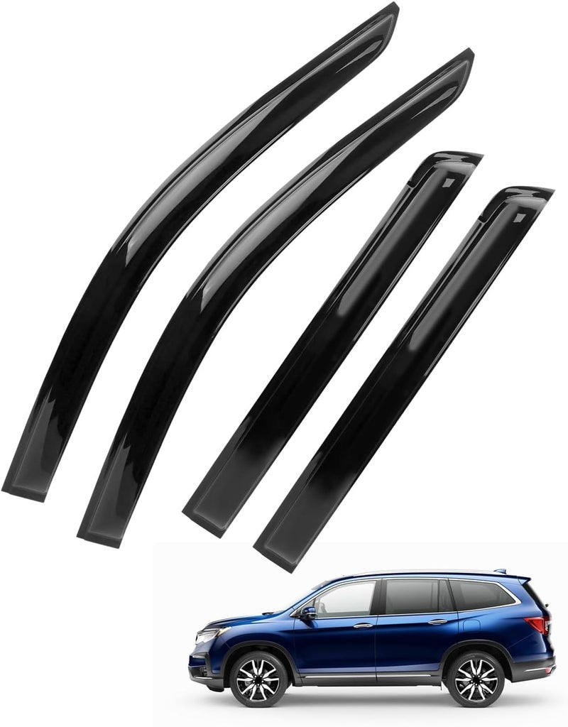PNYZIK 4 PCS Tape-On Rain Guards for Honda Pilot 2023-2025 - Smoke Black Window Deflectors - Image 1