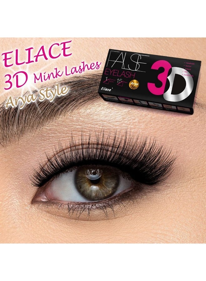 Eliace Eyelashes - Eliace Pretty Short Lashes Natural Look 3D Faux Mink Vegan Wispy Lashes Pack, Cat Eye Lashes Light & Comfortable, Mink Lashes Fluffy Strips For Small Eyes 15 Pairs (14 Mm) | Arya - Image 3