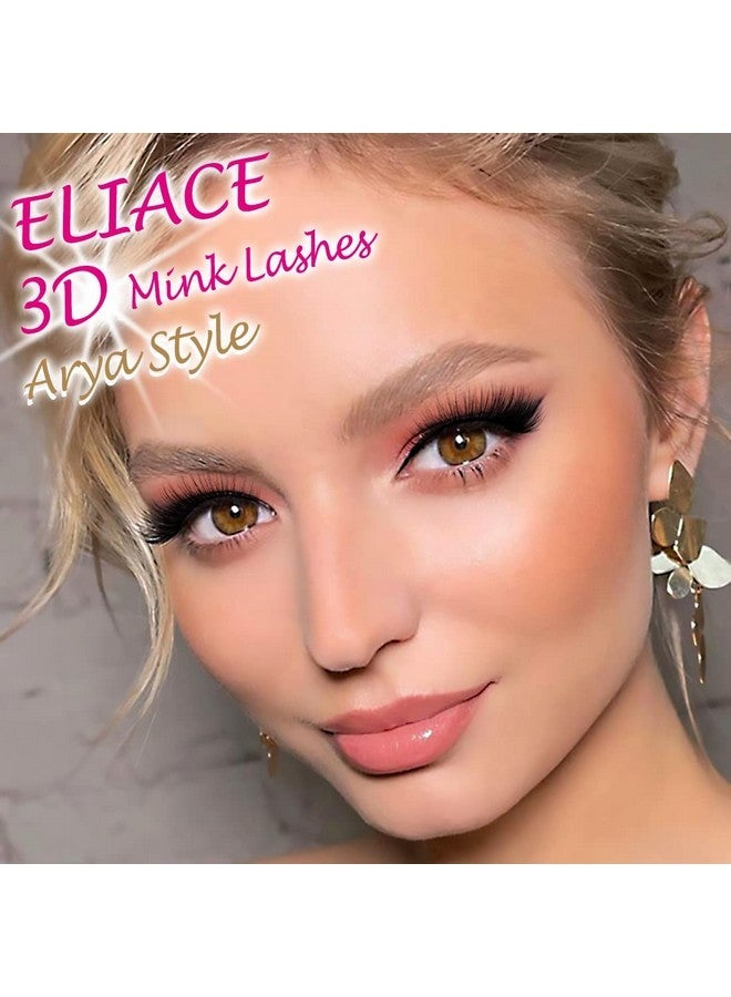 Eliace Eyelashes - Eliace Pretty Short Lashes Natural Look 3D Faux Mink Vegan Wispy Lashes Pack, Cat Eye Lashes Light & Comfortable, Mink Lashes Fluffy Strips For Small Eyes 15 Pairs (14 Mm) | Arya - Image 2