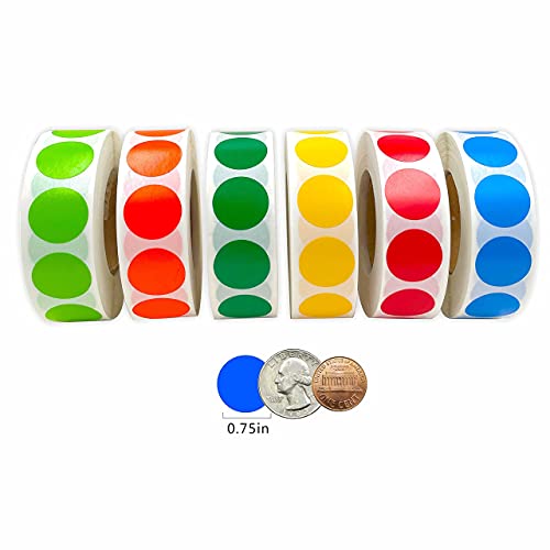 PARLAIM 6000 PCS 3/4 Inch Round Color Coding Dot Stickers, 0.75" Circle Label in Dispenser Box for Classroom School and Office (Green Blue Red Yellow) - Image 2