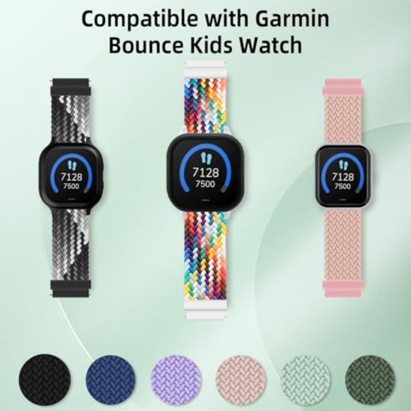 Braided Band Compatible with Garmin Bounce Watch Band, 2Pack Solo Loop Stretchy Watch Bands with Adjustable Easy Buckle - Image 5