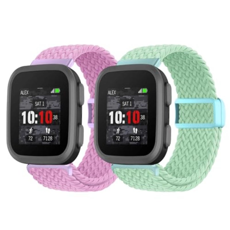 Braided Band Compatible with Garmin Bounce Watch Band, 2Pack Solo Loop Stretchy Watch Bands with Adjustable Easy Buckle - Image 1