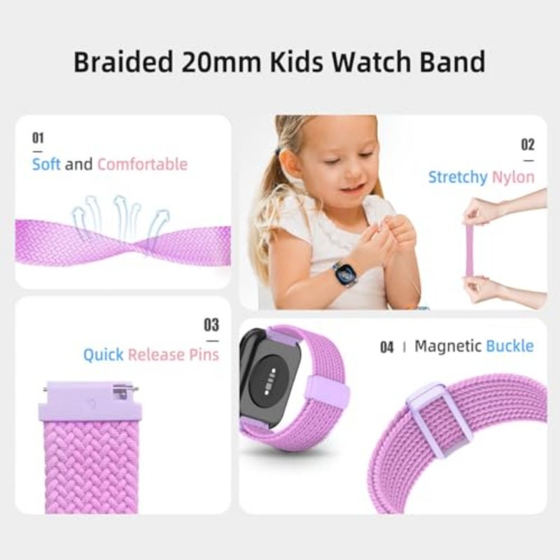 Braided Band Compatible with Garmin Bounce Watch Band, 2Pack Solo Loop Stretchy Watch Bands with Adjustable Easy Buckle - Image 4