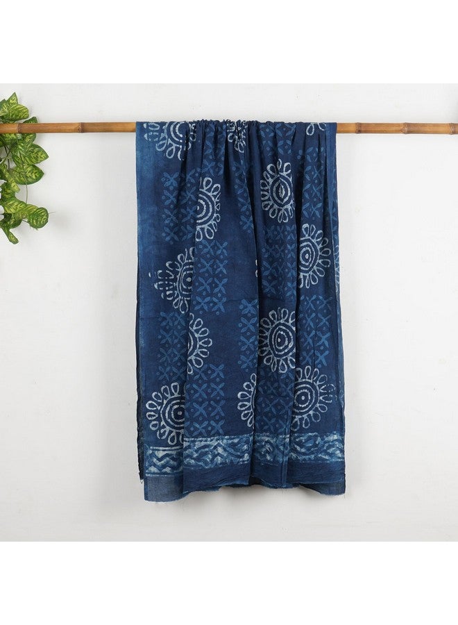 Shoppers Point® Hand-block Printed Indigo Blue Soft Mulmul Stole for Women and Girls- SPSTOLE002 - Image 2