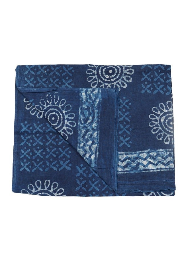 Shoppers Point® Hand-block Printed Indigo Blue Soft Mulmul Stole for Women and Girls- SPSTOLE002 - Image 4