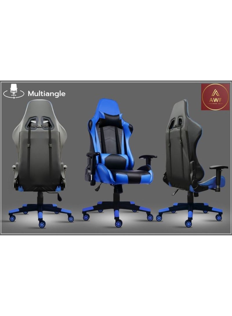 AL WADI FURNITURE Memory Gel Foam Feel Ergonomic Blue-Black Gaming Chair - Extra Large, Heavy Duty, Adjustable Height, Swivel, Reclining with Headrest and Lumbar Support - Image 5
