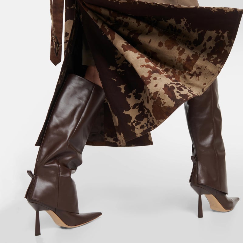 Vertundy Women's Fold Over Boots - Pointed Toe Stiletto Heel Slip On Knee High Boot Fashion Sexy Dress Boot Lady - Image 4