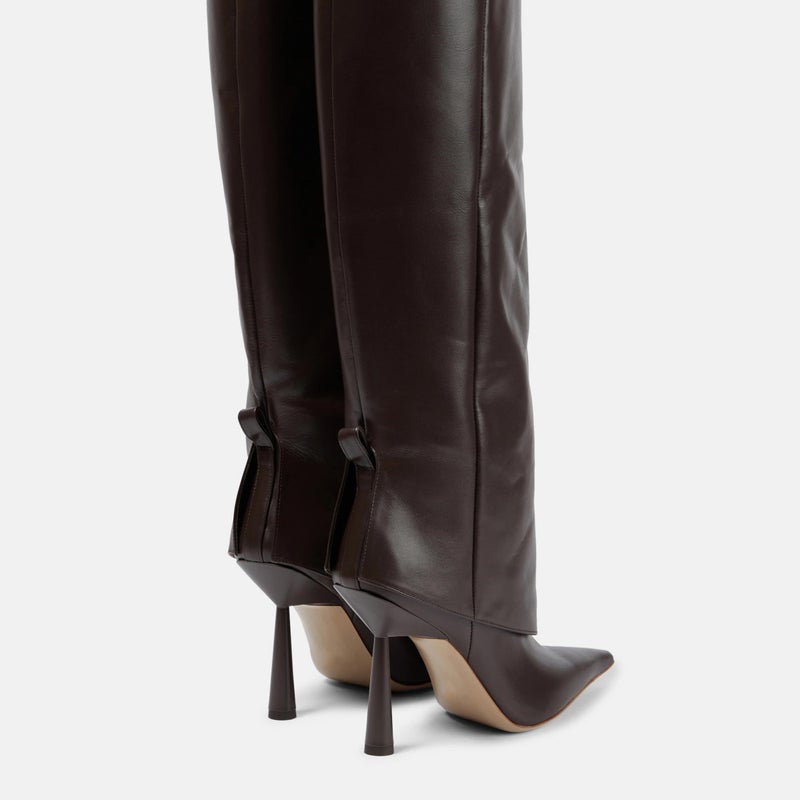 Vertundy Women's Fold Over Boots - Pointed Toe Stiletto Heel Slip On Knee High Boot Fashion Sexy Dress Boot Lady - Image 3