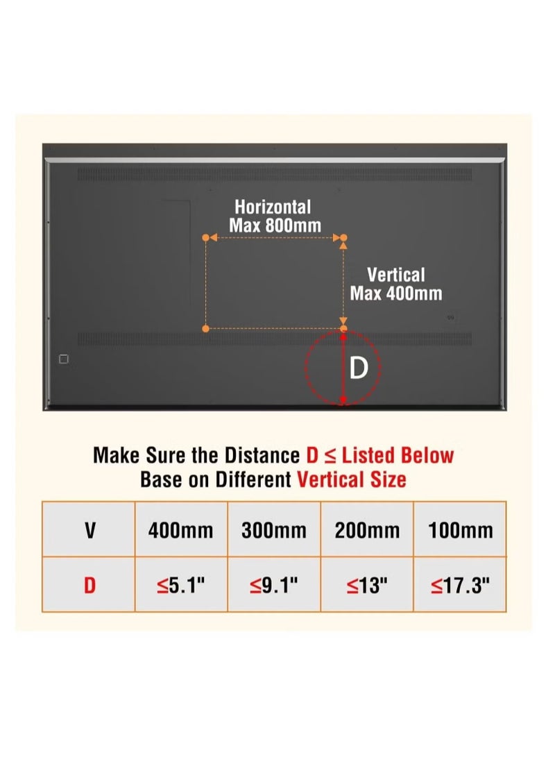 TIGER حامل تلفاز عالمي للطاولة بحجم 27-55 بوصة – ارتفاع قابل للتعديل، قاعدة قوية لشاشات LCD/LED/Plasma، يتحمل حتى 88 رطل، متوافق مع VESA 800x400mm – تركيب تلفاز آمن وعصري للمنزل والمكتب - Image 5