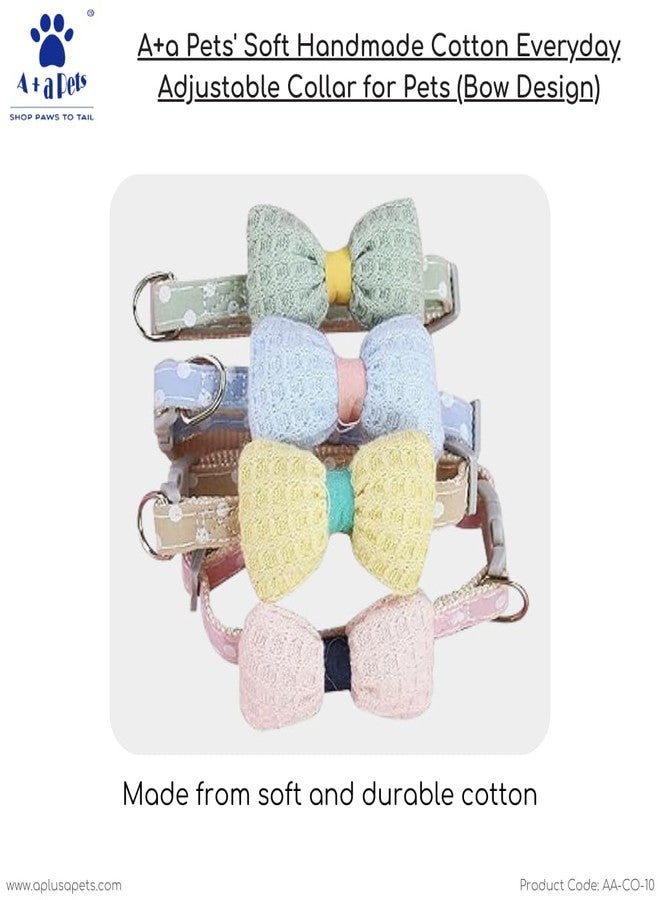 A+a Pets ' Set of 4 Cute Bow Design Cat Collar | Combo Offer of Handmade Everyday Adjustable with Easy Open Safety Buckle for Cats, Kitten, Puppy and Small Animals, 32 Cm, 1.5 Centimeters, Assorted - Image 2