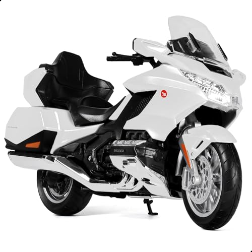 Risopen 1:12 Motorcycle Model Toy for Honda Goldwing Metal Die-cast with Plastic Motorcycle Model for Welly No Assembly Required Mini Finished Moto Gift for Adult（White） - Image 1