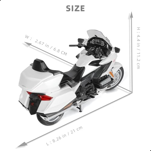 Risopen 1:12 Motorcycle Model Toy for Honda Goldwing Metal Die-cast with Plastic Motorcycle Model for Welly No Assembly Required Mini Finished Moto Gift for Adult（White） - Image 2
