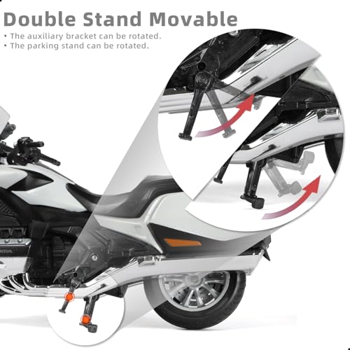 Risopen 1:12 Motorcycle Model Toy for Honda Goldwing Metal Die-cast with Plastic Motorcycle Model for Welly No Assembly Required Mini Finished Moto Gift for Adult（White） - Image 5
