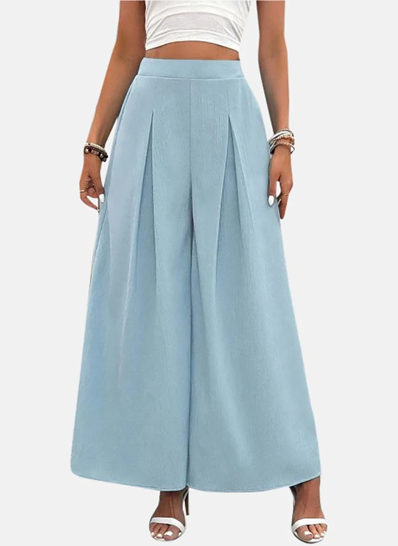 يونيكي Blue Wide Leg Solid Palazzos