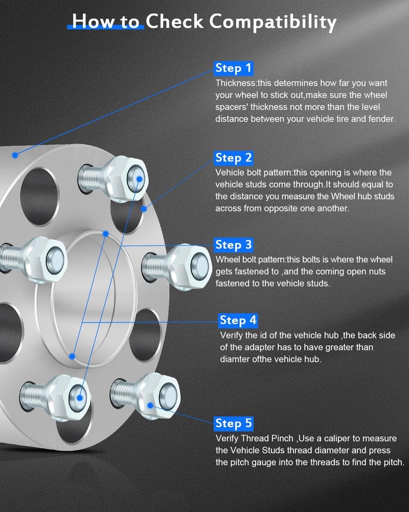 ECCPP 2PCS 5x4.75 to 5x4.75 Wheel Spacers Hubcentric 2" 5X120.65MM 5 Lug Lip M12x1.5 70.5MM Fits for 2001-2005 for Chevrolet Blazer | 1984-2019 for Chevrolet Corvette|1991-2005 for GMC Jimmy - Image 2