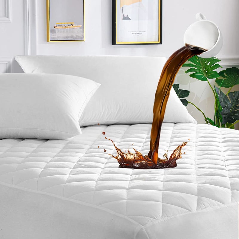 UNILIBRA UNILIBRA RV Short Queen Waterproof Mattress Pad Protector 619 Deep Pocket Fitted Quilted Mattress Cover Breathable Hollow Cotton Filling Mattress Protector for RV Short Queen Size 