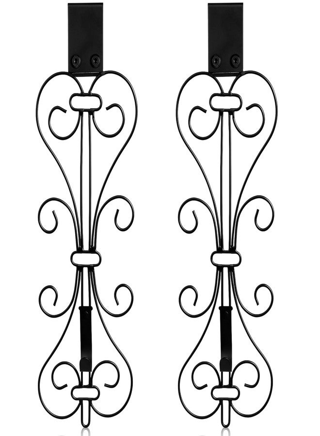 Kathfly 2 Pack 17 Inch Wreath Door Hanger Front Door Metal Bow Hanging Hook Adjustable Hook Length for Garden Spring Wreath Porch Decor Christmas Valentine's Day Decorations(Black) - Image 1