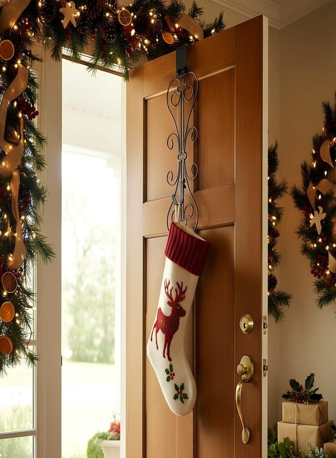 Kathfly 2 Pack 17 Inch Wreath Door Hanger Front Door Metal Bow Hanging Hook Adjustable Hook Length for Garden Spring Wreath Porch Decor Christmas Valentine's Day Decorations(Black) - Image 5