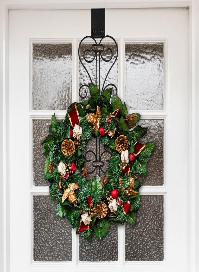 Kathfly 2 Pack 17 Inch Wreath Door Hanger Front Door Metal Bow Hanging Hook Adjustable Hook Length for Garden Spring Wreath Porch Decor Christmas Valentine's Day Decorations(Black) - Image 3
