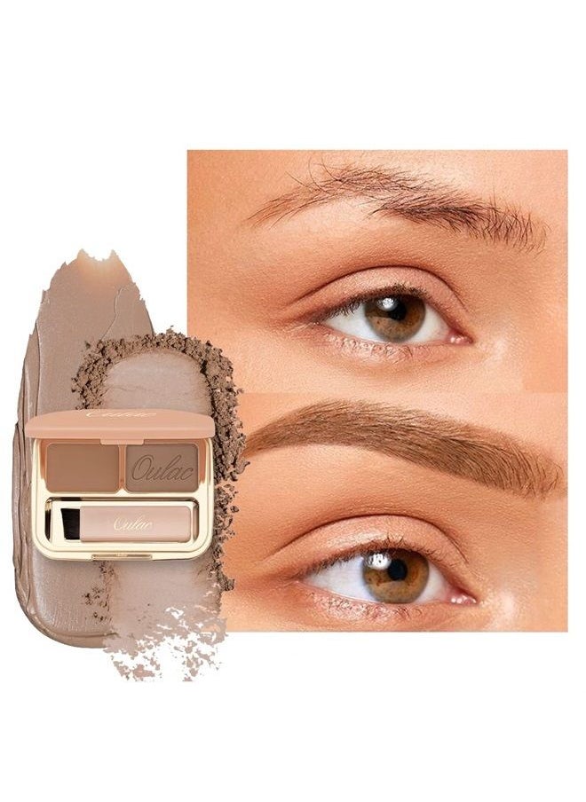 Oulac Waterproof Light Eyebrow Powder Kit with Brow Brush 2 in1 Long Lasting Instant Eyebrow Pomade & Powder Natural Makeup for Sparse Brows 3.2 g/0.11 oz (Golden Blonde）  - Image 1