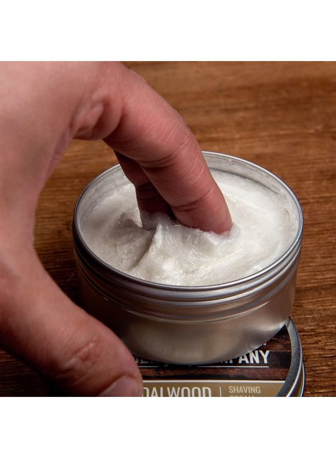Rocky Mountain Barber Company Shaving Cream for Men with Sandalwood Essential Oil - Thick Lather for Traditional and Cartridge Shaving - by Rocky Mountain Barber Company – 5oz Tin