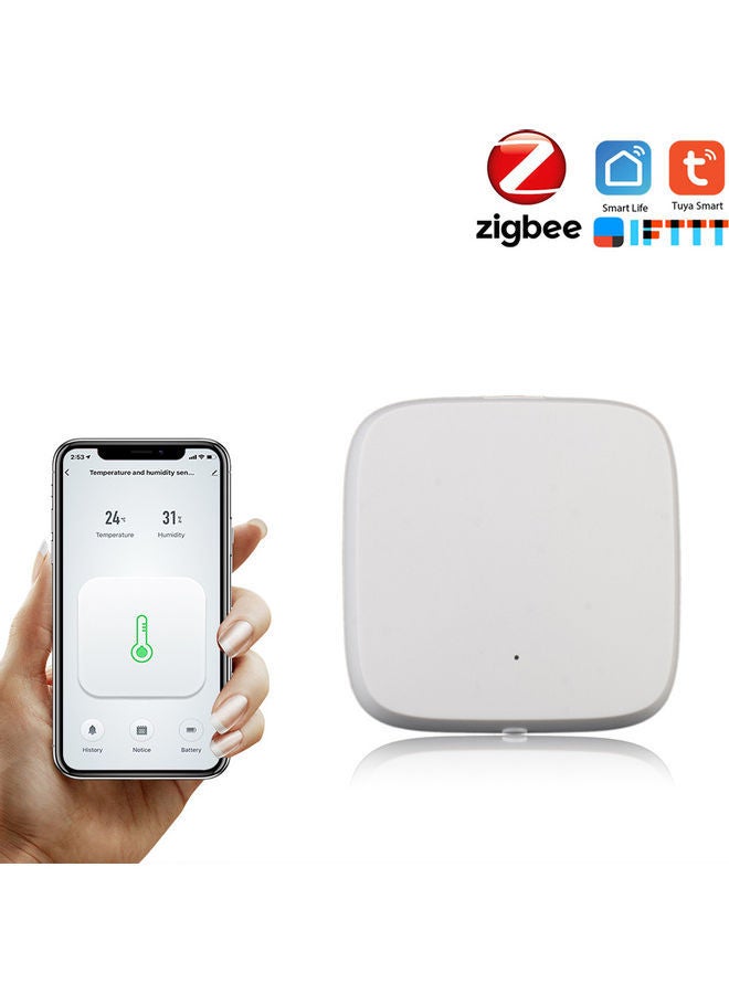 NIBEMINENT Tuya Smart Zigbee Temperature Humidity Sensor High Accuracy White 7 x 2.5 7cm - Image 1