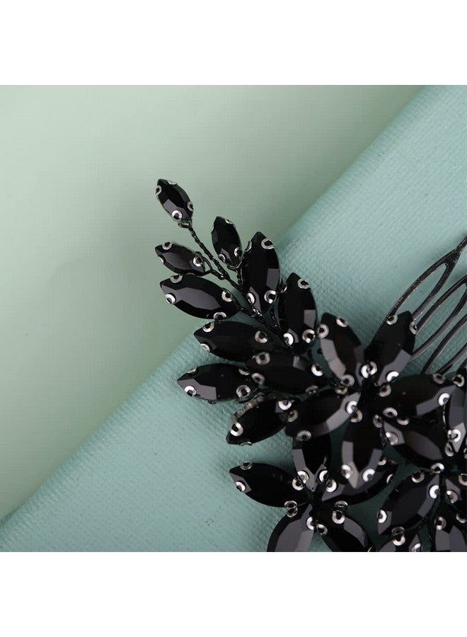 BERYUAN Wedding Hair Comb, Women Girls Bridal Black Crystal Rhinestone Teardrop Headpiece, Silver Gold Hair Accessories For Brides Bridesmaid - Image 5