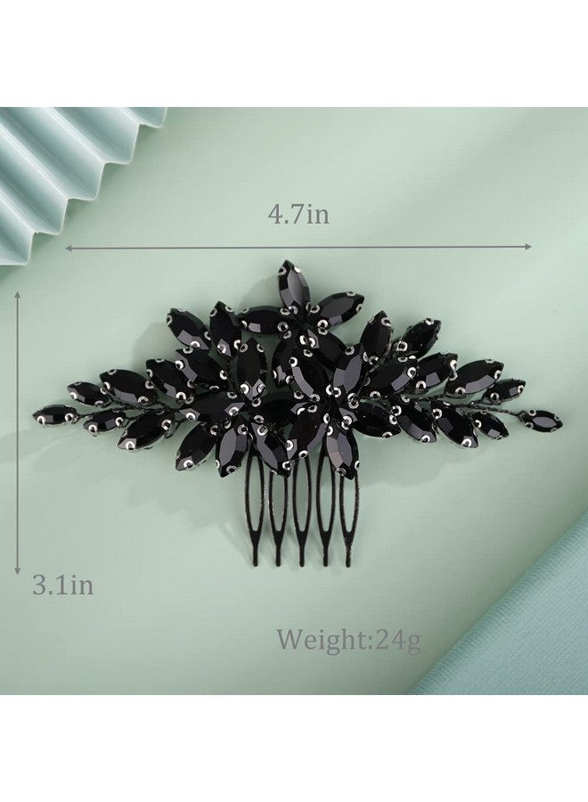 BERYUAN Wedding Hair Comb, Women Girls Bridal Black Crystal Rhinestone Teardrop Headpiece, Silver Gold Hair Accessories For Brides Bridesmaid - Image 3