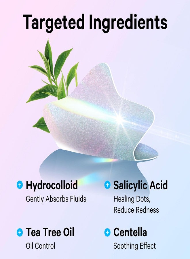 Sosky Hologram Pimple Patches for Face, Hydrocolloid Acne Patches with Salicylic Acid, Cute Star Zit Stickers,Colorful Blemish Covers,48 Count Blue Pink Star Moon Butterfly Flower - Image 5