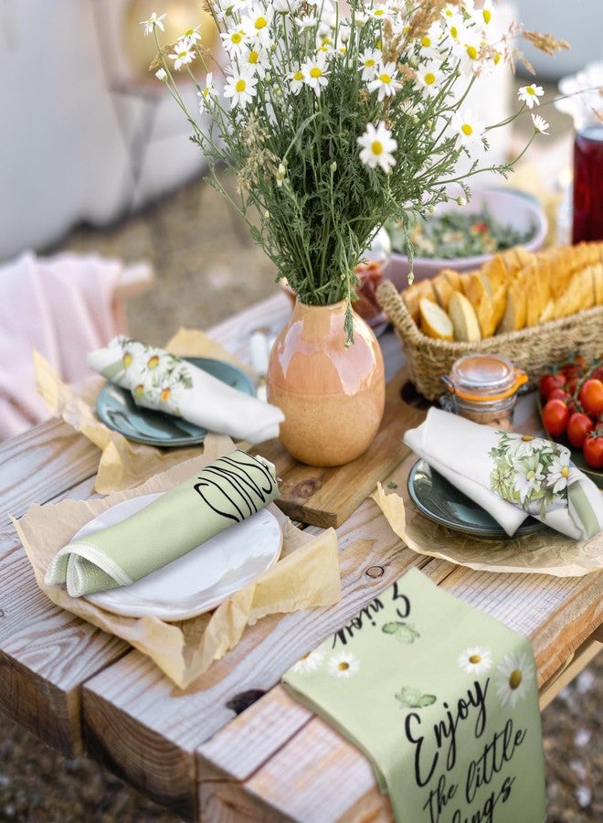 Boyiee Set of 6 Daisy Kitchen Towels Spring Floral Gnome Dishtowels Flower Rustic Tea Towels Absorbent Forest Green Hand Wash Cloth 24"x16" for Farmhouse Kitchen Bathroom Housewarming Gift - Image 3