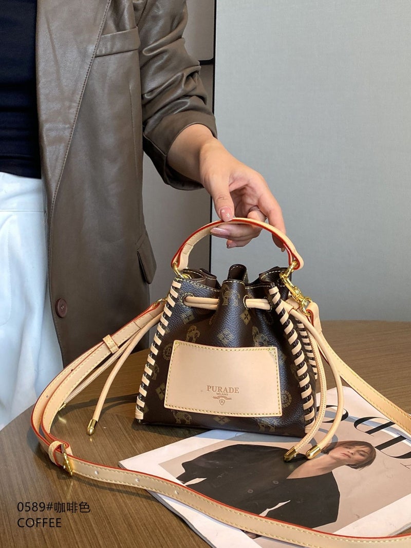 Self-Operated Model Drawstring Mini Bucket Bag Single Shoulder Crossbody - Image 2