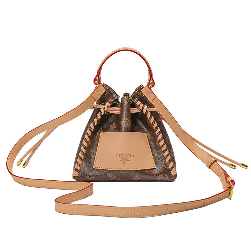 Self-Operated Model Drawstring Mini Bucket Bag Single Shoulder Crossbody - Image 1