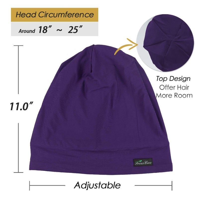 FocusCare Satin Beanie Adjustable Satin Lined Night Sleeping Frizzy Hair - Image 4