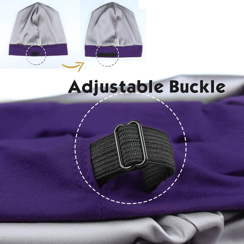 FocusCare Satin Beanie Adjustable Satin Lined Night Sleeping Frizzy Hair - Image 2